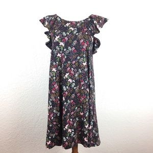 LOFT S Flutter Sleeve Shift Dress Floral